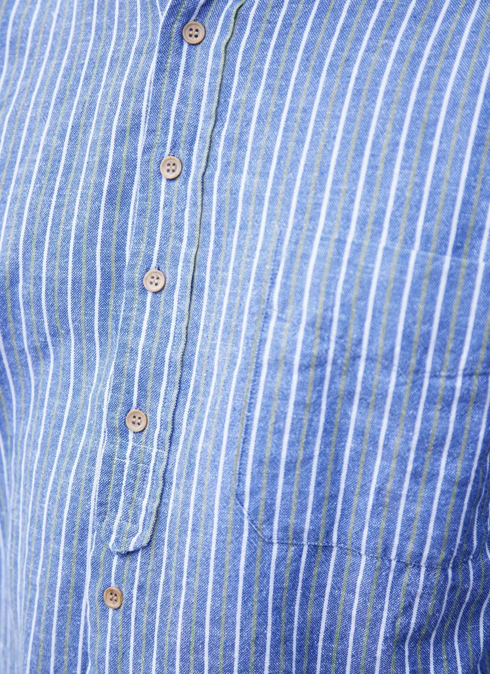 Oran Cotton Linen Stripe Grandfather Shirt | Blarney
